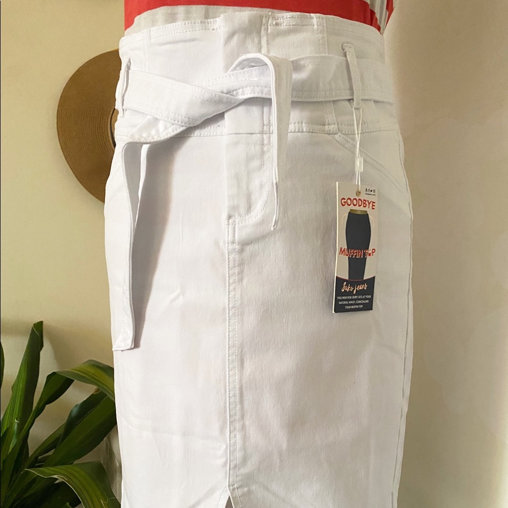 High Waisted Denim Skirt with Belt